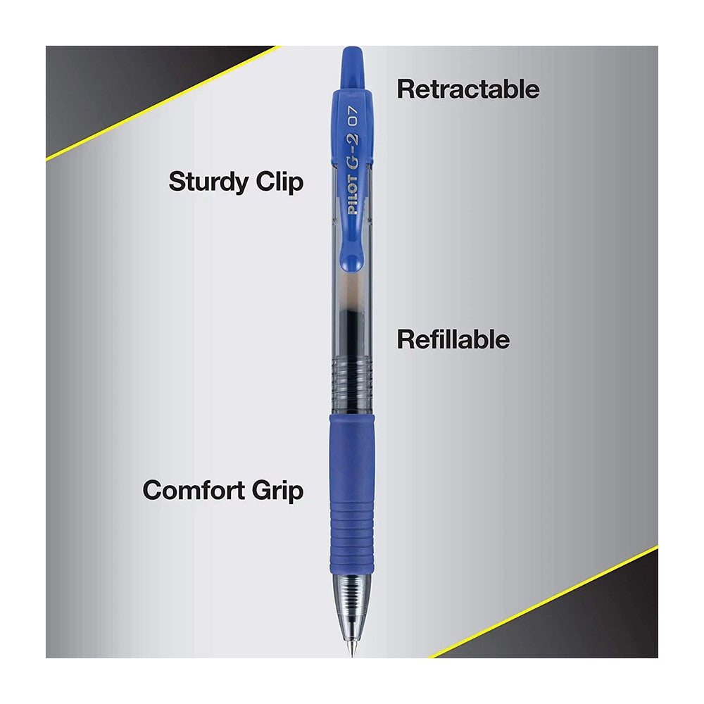 Pilot G2 Retractable Gel Pens, Fine Point, Blue Ink